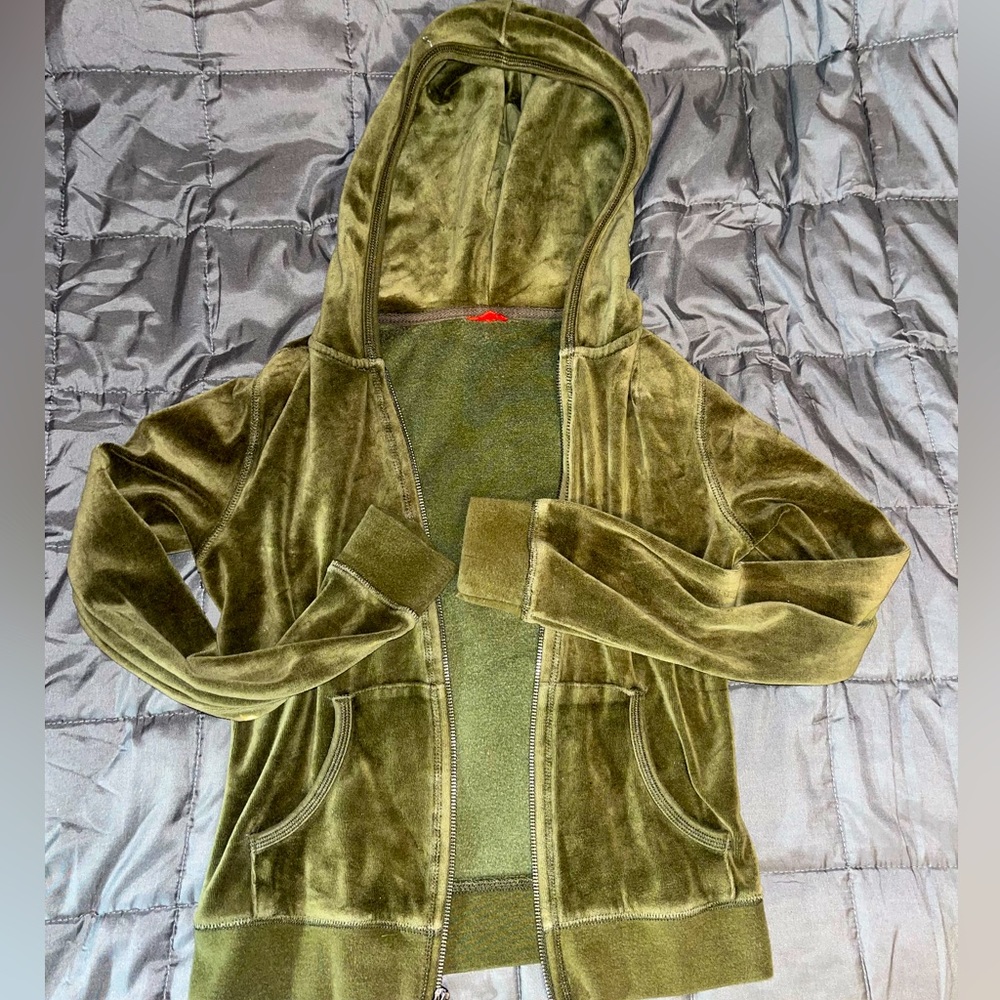 Army Green velvet track suit jacket